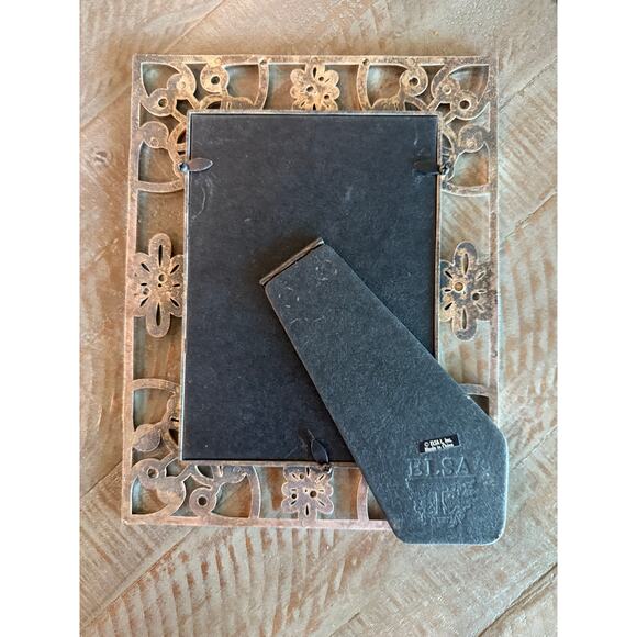 Elsa L Vintage Gold & Silver Tone Frame 5"x7" Hearts & Daisies 9.5"x7.5" - Picture 4 of 7